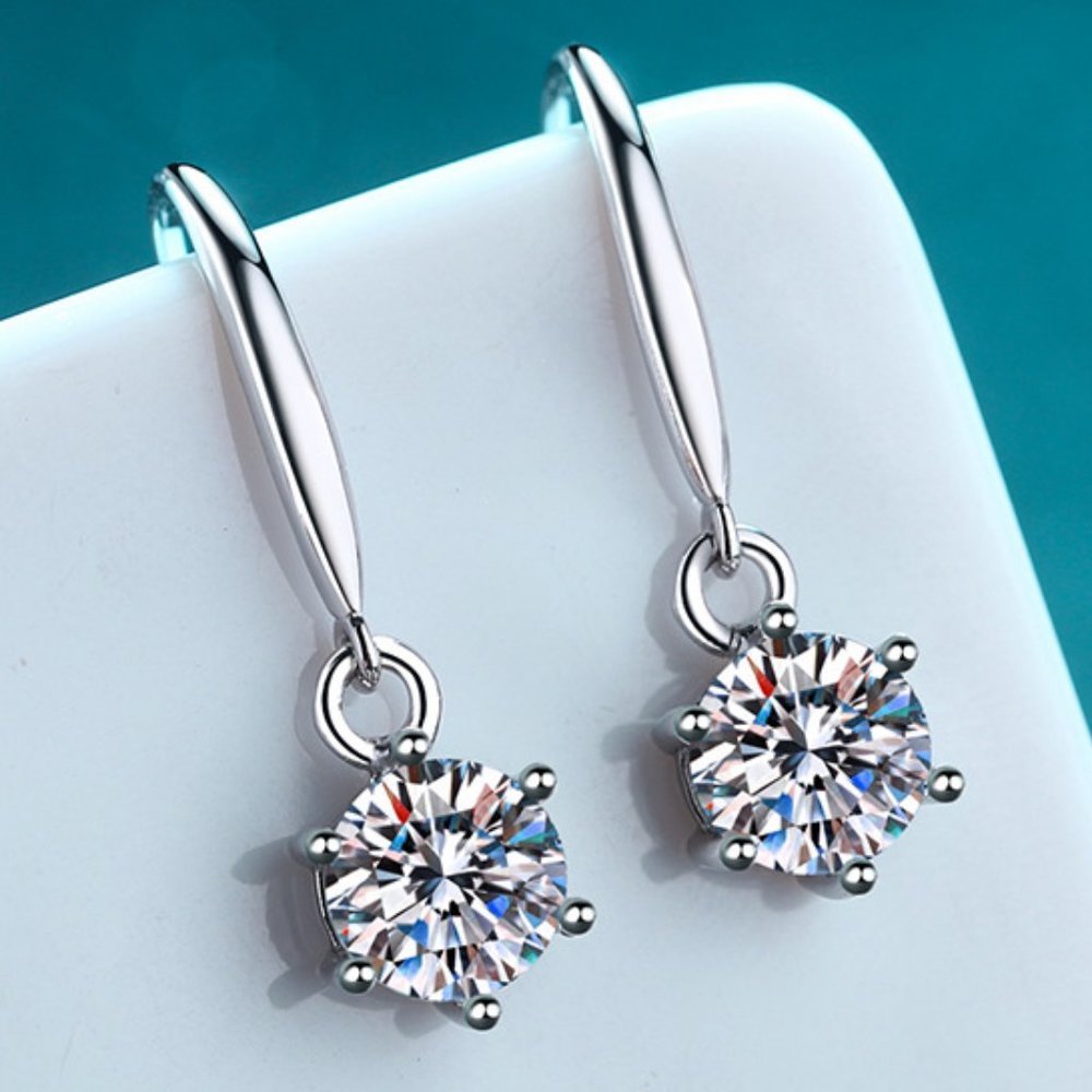 Certified 2ct. t.w. Moissanite Diamond Drop Earrings NEW
